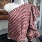 Anthropologie NEW  Maeve One Shoulder Ruffle Striped Blouse Photo 2
