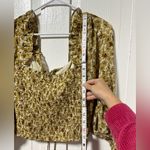 ASTR NWT  the label Square Neck Ruched Top ivory mustard yellow Floral blouse S Photo 7