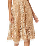 Dress the Population Blair Plunging Fit & Flare Sequin Midi Dress, Gold/Nude, XL Photo 0