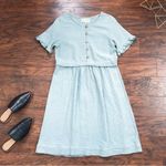 Piper & Scoot  • peasant dress aqua seafoam blue waffle cotton babydoll ruffle Photo 1