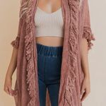 Boutique Sun Bleached Kimono With Fringe  Photo 0