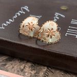 Vintage Copper Heart Floral Screwback Earrings Handcrafted Orange Photo 6