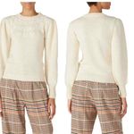 LOUNA Ivory Embroidered Puff Sleeve Floral Chunky Knit Sweater Size XS Photo 1