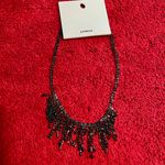 EXPRESS NWT Black Rhinestone Fringe Necklace Photo 1