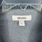 Zenana Outfitters Denim Jakcket Distressed Medium Wash Button Front Ripped Raw Hem Size L Photo 6