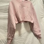 Champion XS Pink/Beige Reverse Weave Cropped Cut-Off Crew Photo 9