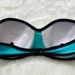 Aqua Blue & Black Strapless Color Block Bikini Top Size Large Photo 7
