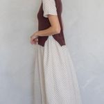 Things Between Boheme Elvie Brown & White Floral Knit Vest Overlay Midi Dress S Photo 3