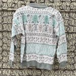 Vintage 80s Jonathan Cass pastel pink gray white blue fair isle floral sweater Size M Photo 1