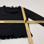 Betsey Johnson Cardigan Womens Medium Black Ruffle Trim Snap Sweater Vintage Y2K Photo 5