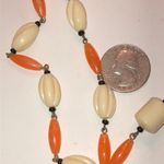 Vintage Resin Beaded Orange & Off White Boho Necklace Photo 1