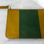 Fossil  Sydney Top Zip Leather Pouch Slim 7"x5" Wallet Coin‎ Purse Yellow Green Photo 0