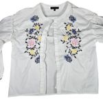 Sanctuary  Danni White Embroidered Floral Button‎ Front Blouse Top Size M Photo 3