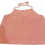 Brandy Melville One Size Red Ribbed Striped Cotton Halter Sleeveless Top Photo 0