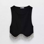 ZARA  Black Rhinestone Crop Top  Photo 0