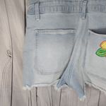 No Boundaries  Hippie Denim Overalls Shorts With Embroidered Flowers Size L Photo 10