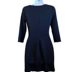 EXPRESS Little Black Silver Slanted Zipper 3/4" Sleeve Body Con Dress EUC XS Photo 5