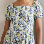 Boden Square Neck Tiered Dress Multi Lemon Foliage Size 14 Photo 1