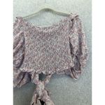 Rebdolls  Women's Wrap Blouse Puff Sleeve Smocked Plus Size 4X Cut off Floral Photo 2