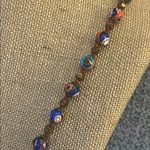 Vintage Italian Murano Millefiori Art Glass Beaded Necklace Brown Photo 3