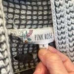 Pink Rose Soft Comfy Crochet Cardigan Sweater Long Gray White Blend Photo 4