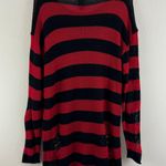 Social Collision Red Black Striped Distressed Knit Freddy Krueger Sweater Dress Photo 8