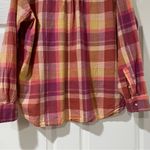 Lucky Brand  Women's Pink & Yellow Plaid Shirt Size L Boyfriend Button Down Top Photo 5