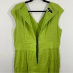 Lafayette 148 Linen Midi Dress Size 14 in‎ Bright Green V Photo 2