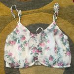 Abercrombie & Fitch White Floral Print Blouse Spaghetti Strap Crop Tank Top S Photo 0
