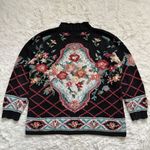 Hunters Run Sweater Vintage Knitted By Hand Mockneck Long Sleeve Floral M Multi Size M Photo 2