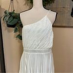 Lulus NWOT  Alluring Marvel Ivory Pleated Satin One-Shoulder Midi Dress Photo 3