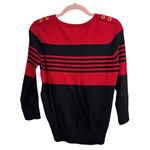 Joseph A . Petite Red and Black Striped Sweater Sweater Photo 2