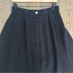 Saks 5th Avenue Vintage Saks Fifth Avenue High Waist A-Line 100% Linen Midi Skirt in Black Large Photo 1