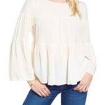Madewell  Ivory Flowy Tier Blouse Photo 0