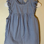 J.Crew Striped Ruffle Neck Sleeveless Blouse Size 2 Blue White Photo 0