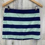 Gap Nautical Mini Skirt Womens 2 Blue Green Cotton Stripe Zip Back Pocket Photo 1