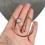 Gold Tone Geometric V Open Circle Long Chain Necklace Photo 1