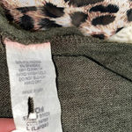 None Boutique Olive green and leopard print poof sleeve knit cardigan size large Photo 5