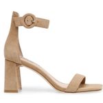 Steve Madden  Reverie suede Sandals, chunky heel, nude, size 9.5, like new! Photo 0