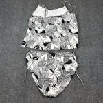 NWT Stella Parker Women's XL Triple Tier Tankini Swim Set Floral White Black Photo 1
