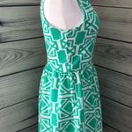 Francesca's Green & White Patterned Flare Dress Photo 1