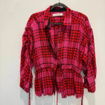 Free People  pacific dawn red plaid button down shirt s Photo 3