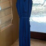 Loft  Jumpsuit soft Navy blue sleeveless tie waist with belt pockets Size Small Photo 9