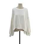 Free People  Trish Sweatshirt Cotton Cropped Balloon Sleeve White Size‎ Medium Photo 2