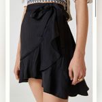 Anthropologie [] Maeve Black Satin Wrap Ruffle Hem Mini Skirt NWT Balletcore XL Photo 1