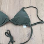 Women's Bikini‎ 3 Pc Set Size S Olive Green Triangle Top Tie Side Y2K Minimalist Photo 2