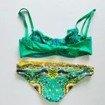 l*space Maaji 2pc Bralette Bikini Size M Lo Rise Bottom Small Green Yellow Floral Boho Photo 3