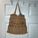 Handmade Vintage Crocheted Jute Handbag Woven Tote Bag Beaded Purse Bohemian Photo 2