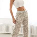 Cali 1850 SMALL NEW  Women's Beige Palm Leaf Linen Blend Pant Photo 2