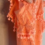 Lilly Pulitzer Orange Eyelet Lace Pom Top Preppy Cottage Summer Girly Vacation Photo 3
